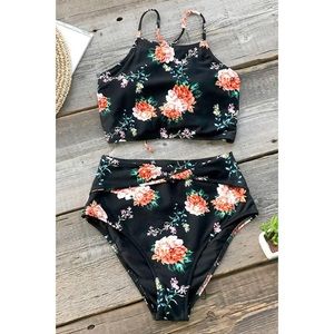Two piece high waisted bathing suit